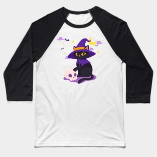 Halloween Witch Kitty Baseball T-Shirt